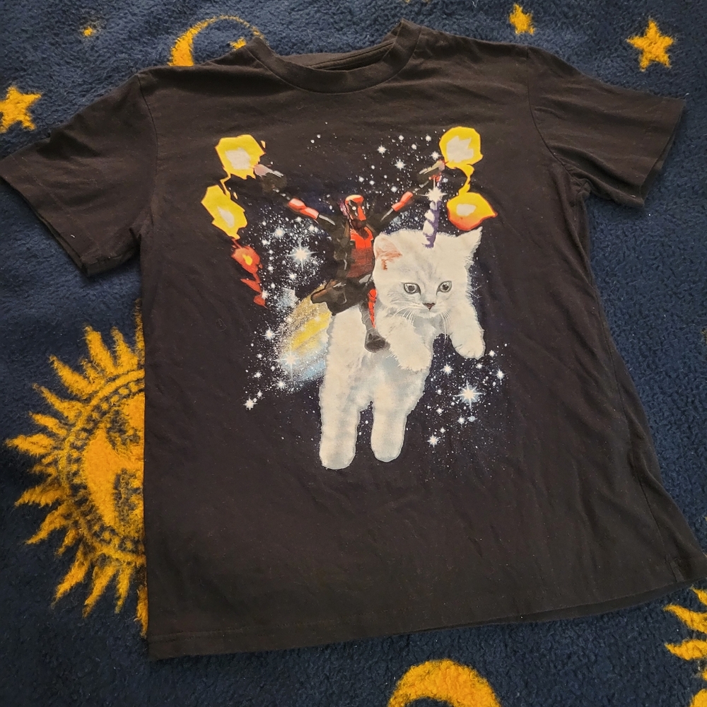 Funny Deadpool & Flying Unicorn Cat Shirt